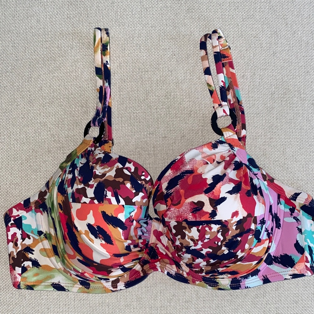 Bleu Rod Beattie Multicolor Printed Gathered Underwire Bikini 34D